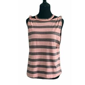 Free people pink gray stripes semi distressed Tank Top XS